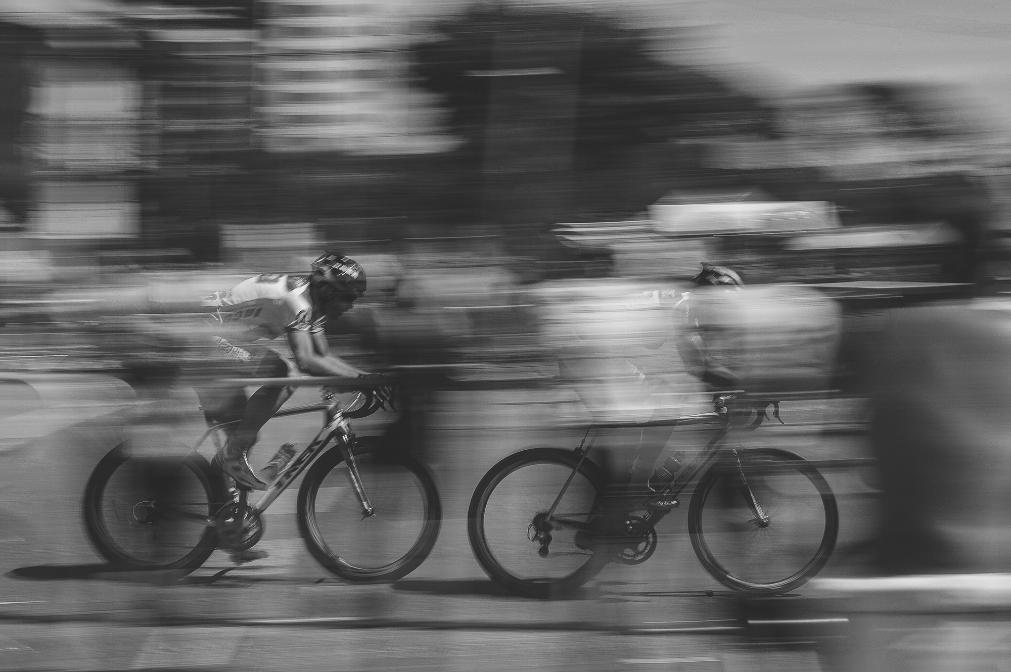 Cyclists in motion